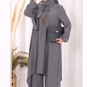 luxury asymmetric linen tunic & pants set