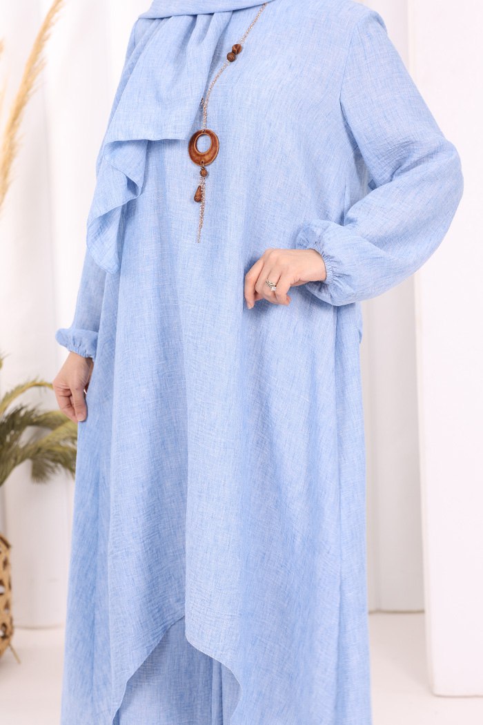 luxury asymmetric linen tunic & pants set