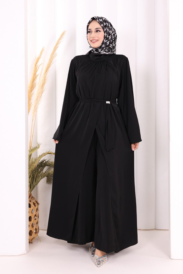 luxury brooch detail abaya & jumpsuit set