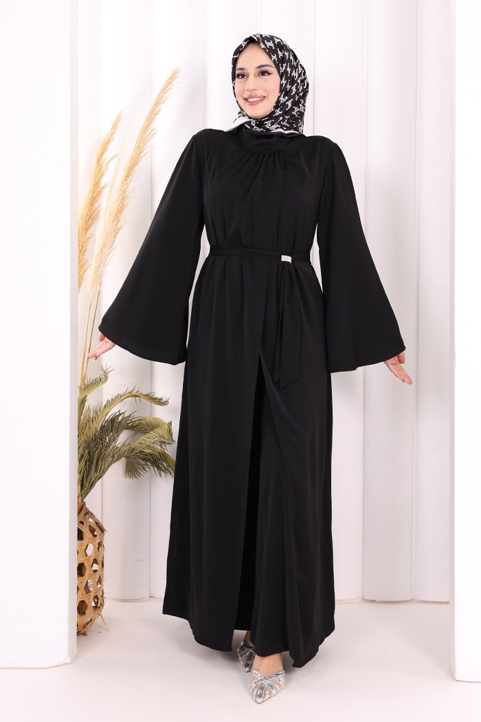 luxury brooch detail abaya & jumpsuit set