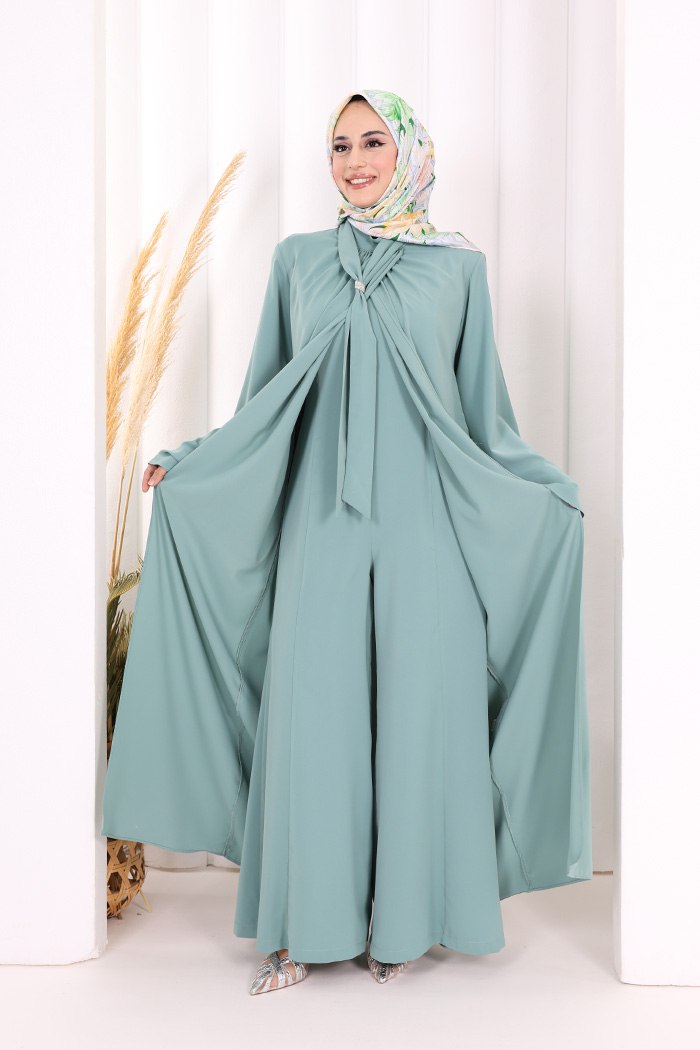 luxury brooch detail abaya & jumpsuit set