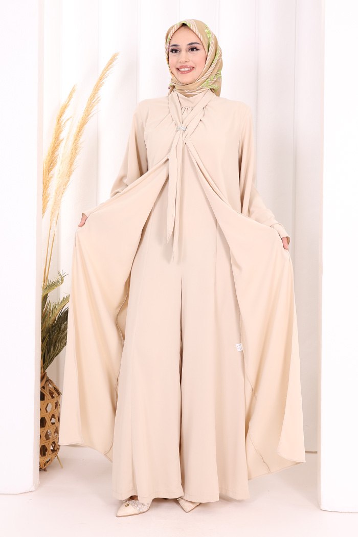 luxury brooch detail abaya & jumpsuit set